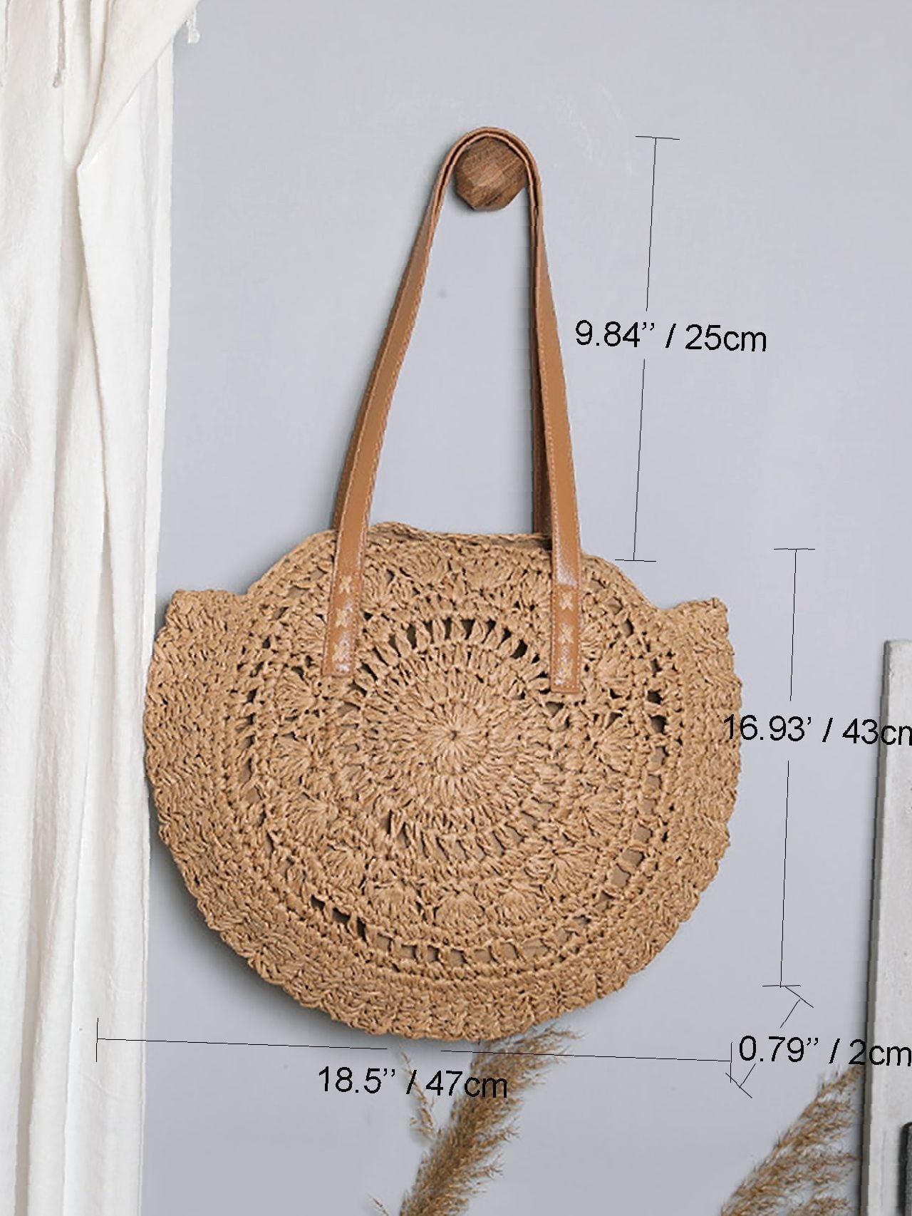 binfenxie - Hollow Out Circle Straw Bag  - Women Tote Bags