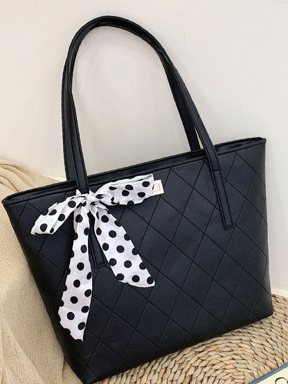 binfenxie - Polka Dot Twilly Scarf Tote Bag  - Women Tote Bags