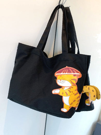 binfenxie - Cartoon Tiger Decor Shopper Bag  - Women Tote Bags