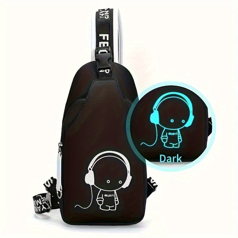 2PCS/Set - Stylish Casual Travel Backpack & Cartoon Crossbody Bag Set - Spacious, Versatile Design for Students & Explorers