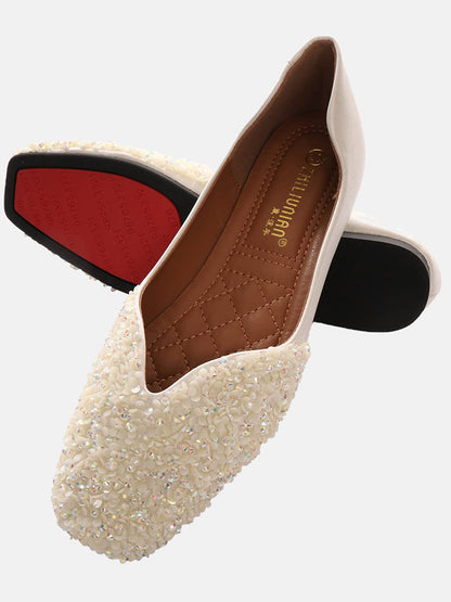 Rhinestone Sequin Flat Shoes