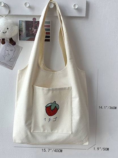 binfenxie - Strawberry Pattern Tote Bag  - Women Tote Bags