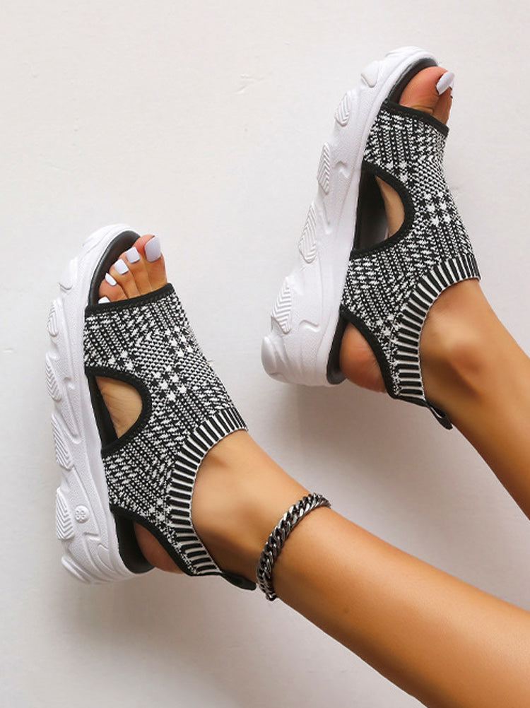 Knit Cutout Platform Sandals