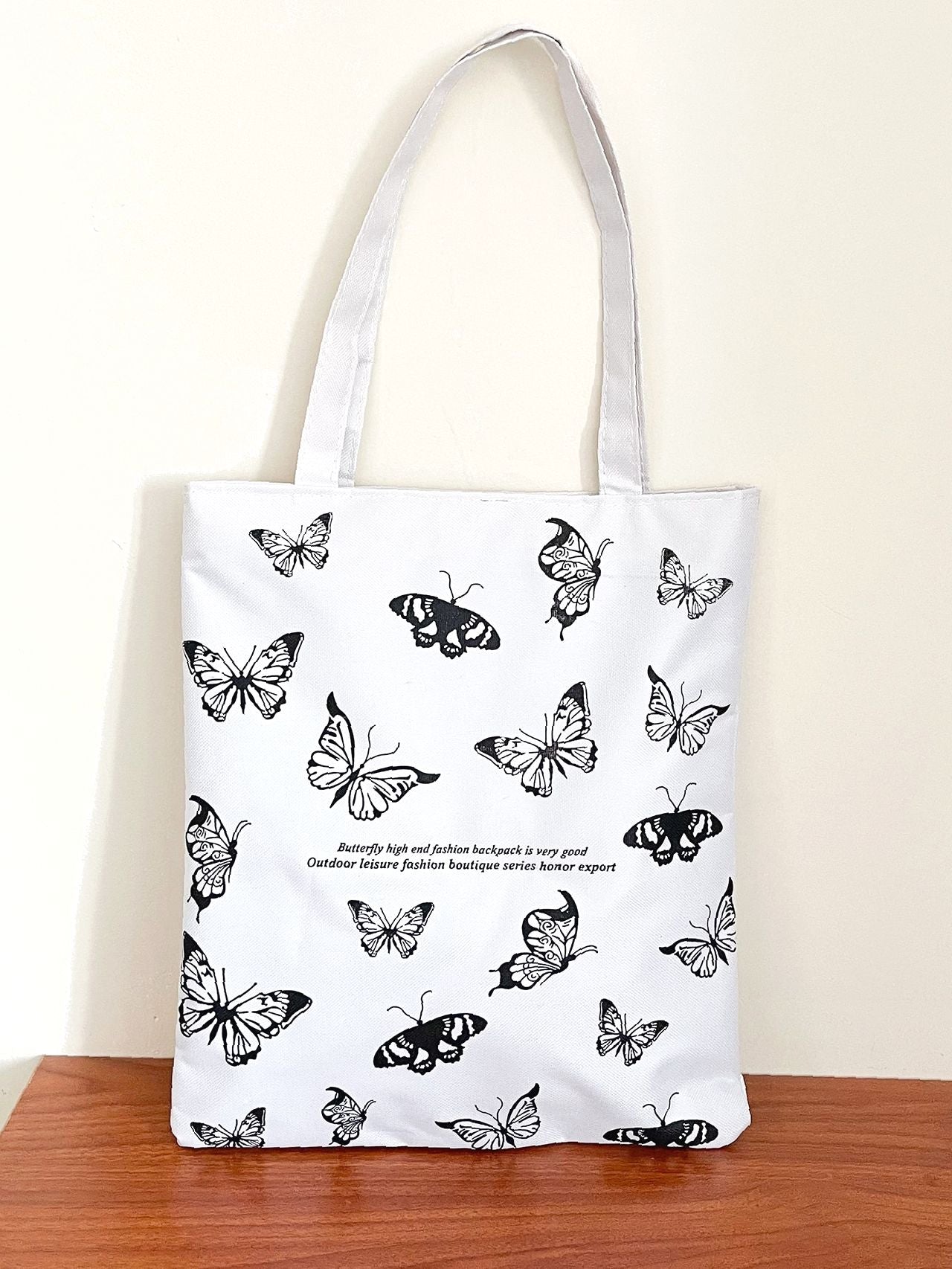 binfenxie - Butterfly Graphic Shopper Bag  - Women Tote Bags