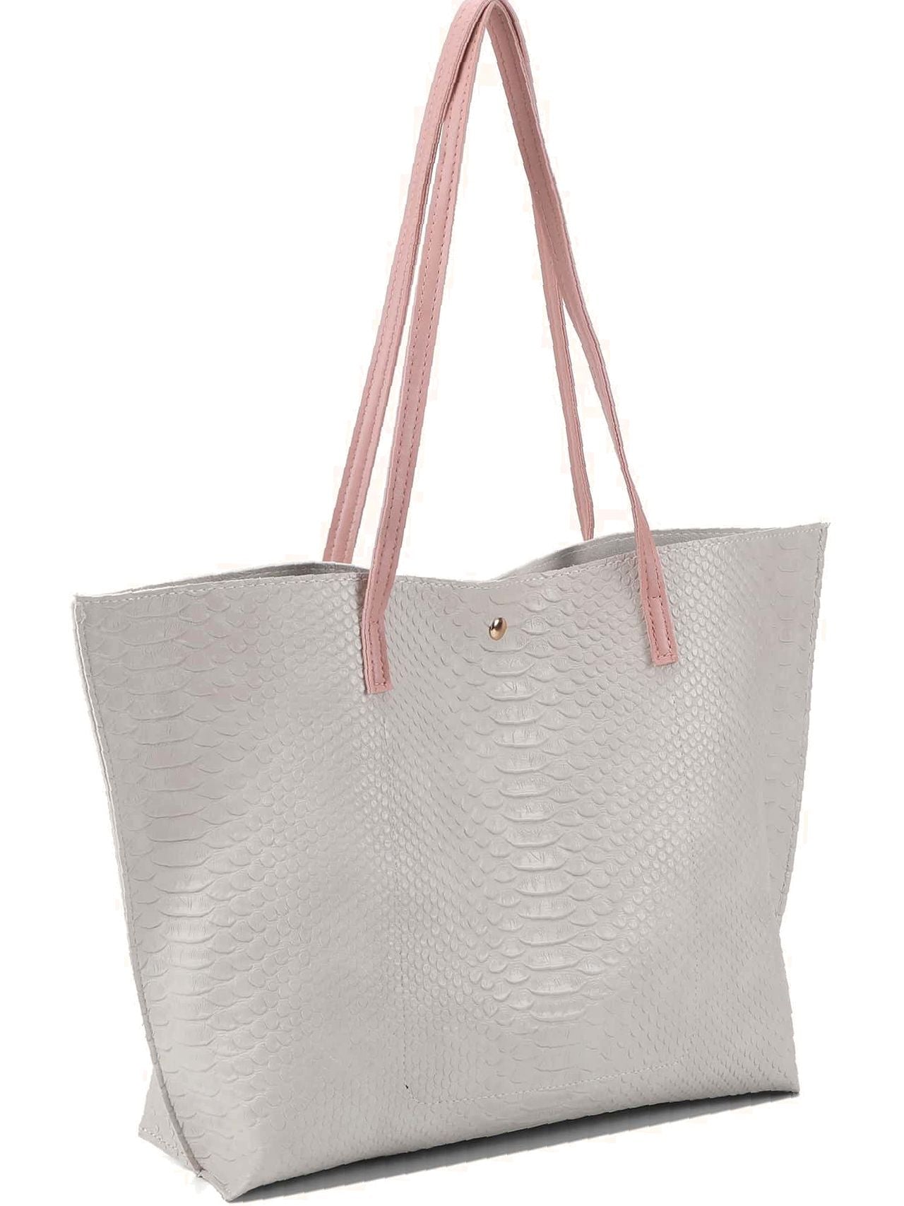 binfenxie - Metallic Pebble Embossed Tassel Decor Tote Bag  - Women Tote Bags