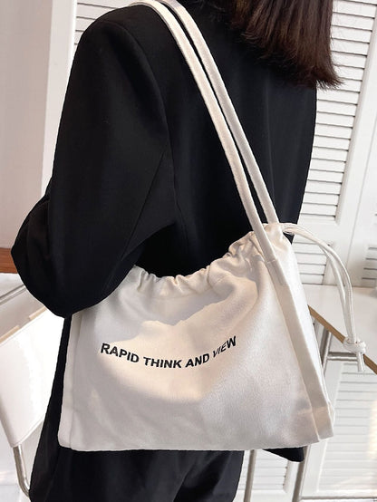 binfenxie - Slogan Graphic Shoulder Tote Bag  - Women Tote Bags