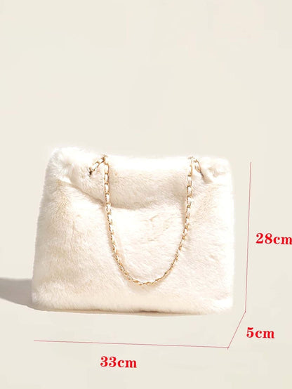 binfenxie - Fluffy Chain Shoulder Tote Bag  - Women Tote Bags