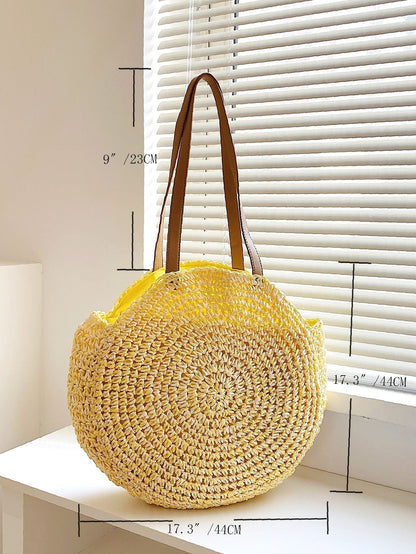 binfenxie - Minimalist Round Straw Bag  - Women Tote Bags