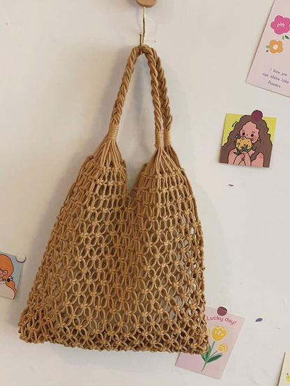 binfenxie - Minimalist Hollow Out Straw Bag  - Women Tote Bags