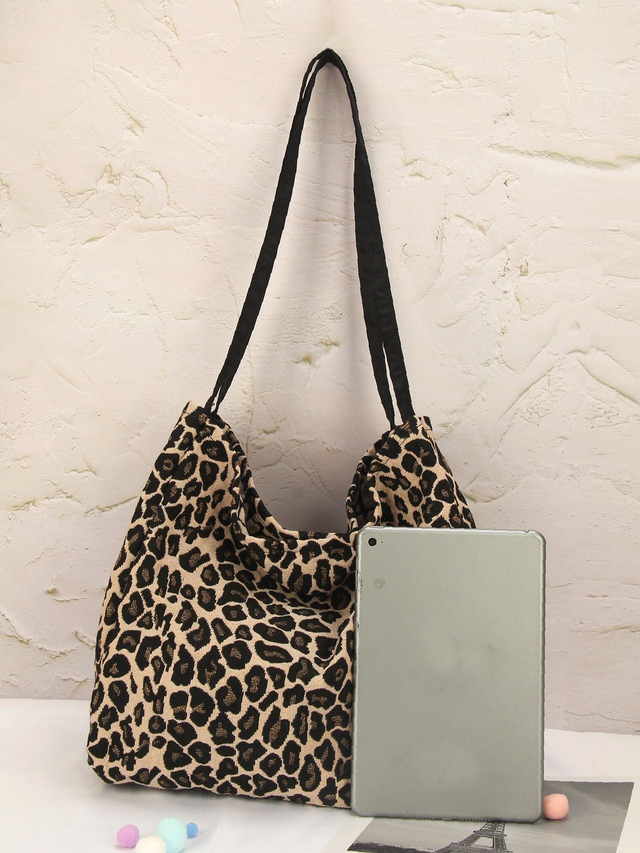 binfenxie - Leopard Print Large Capacity Shoulder Tote Bag  - Women Tote Bags