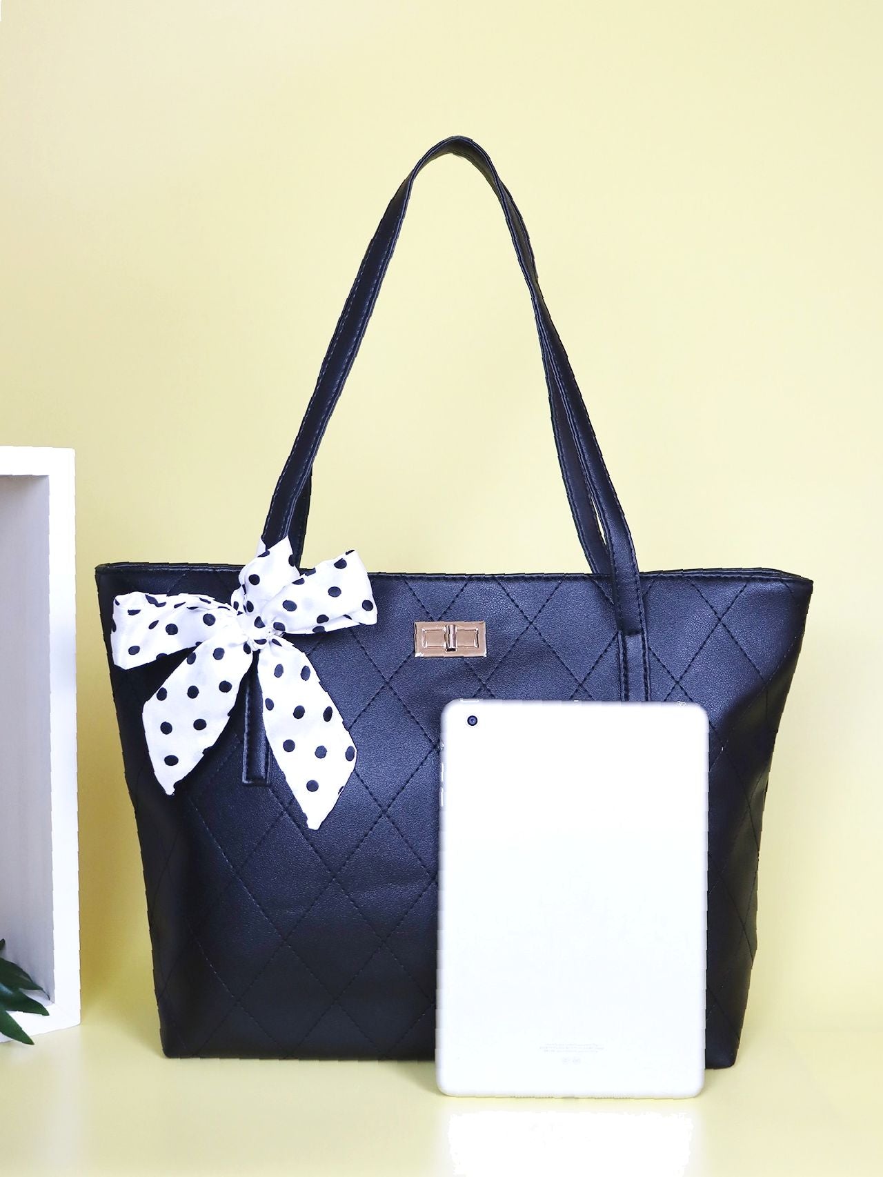 binfenxie - Polka Dot Twilly Scarf Tote Bag  - Women Tote Bags