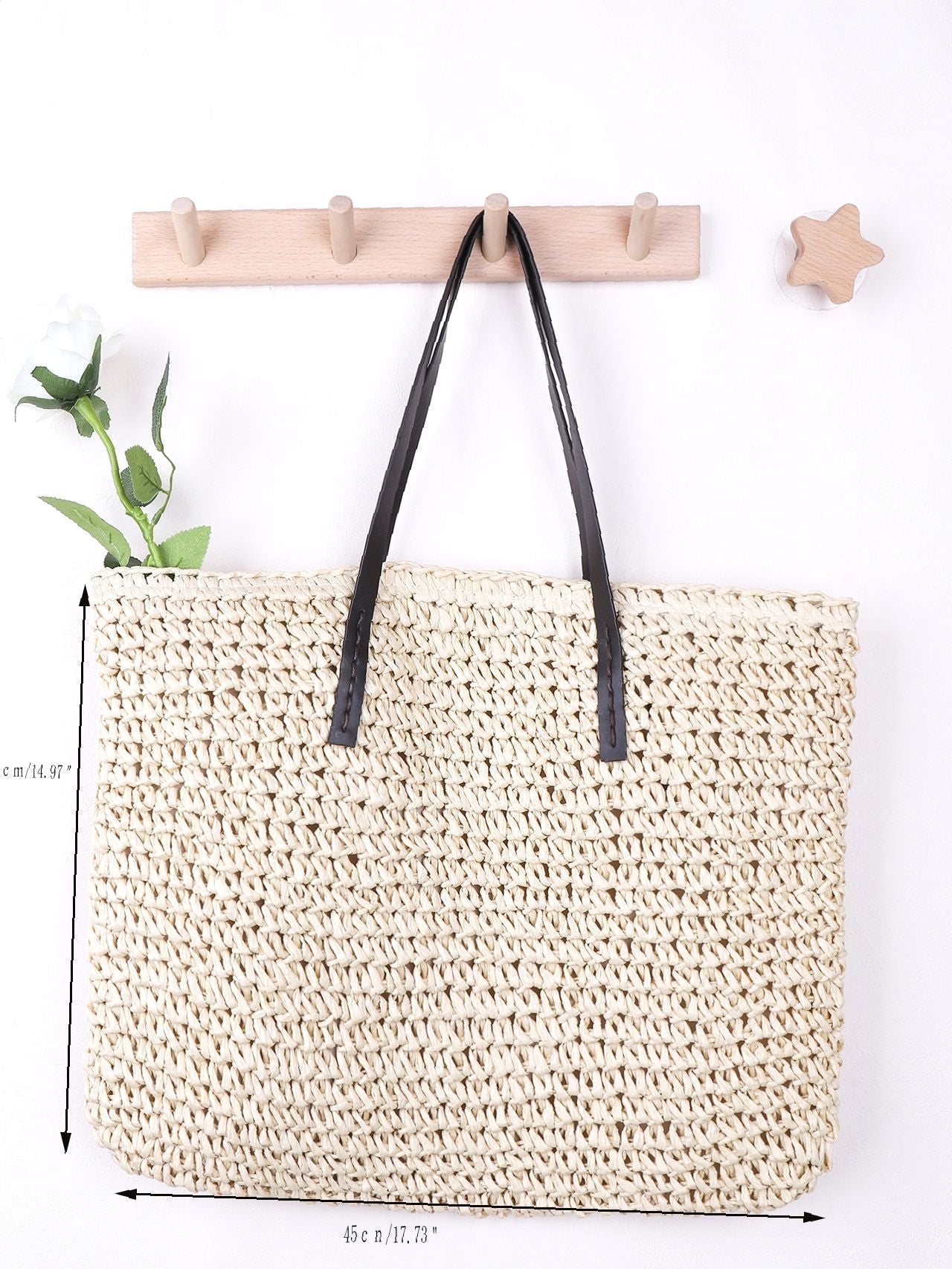 binfenxie - Minimalist Large Capacity Straw Bag  - Women Tote Bags