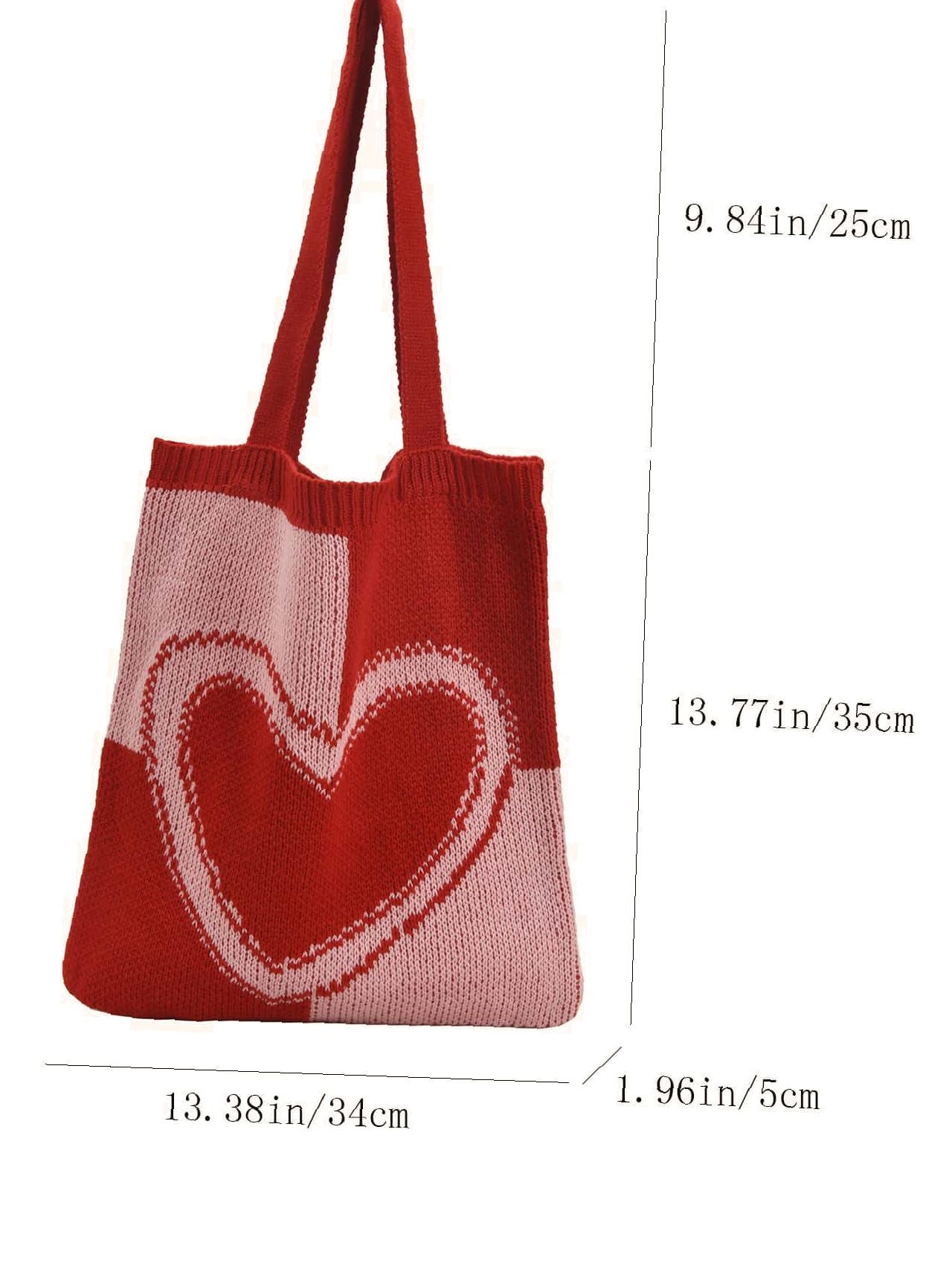 binfenxie - Heart Graphic Crochet Tote Bag  - Women Tote Bags