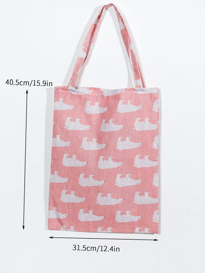 binfenxie - Two Tone Cartoon Pattern Shopper Bag  - Women Tote Bags