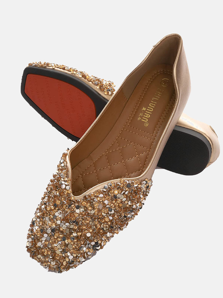 Rhinestone Sequin Flat Shoes