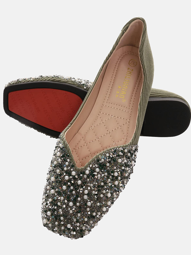 Rhinestone Sequin Flat Shoes