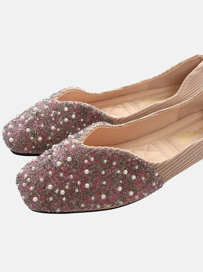 Rhinestone Sequin Flat Shoes