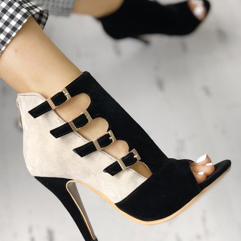 Women Hollow Out Buckled High Heels Weding Heels Sandals