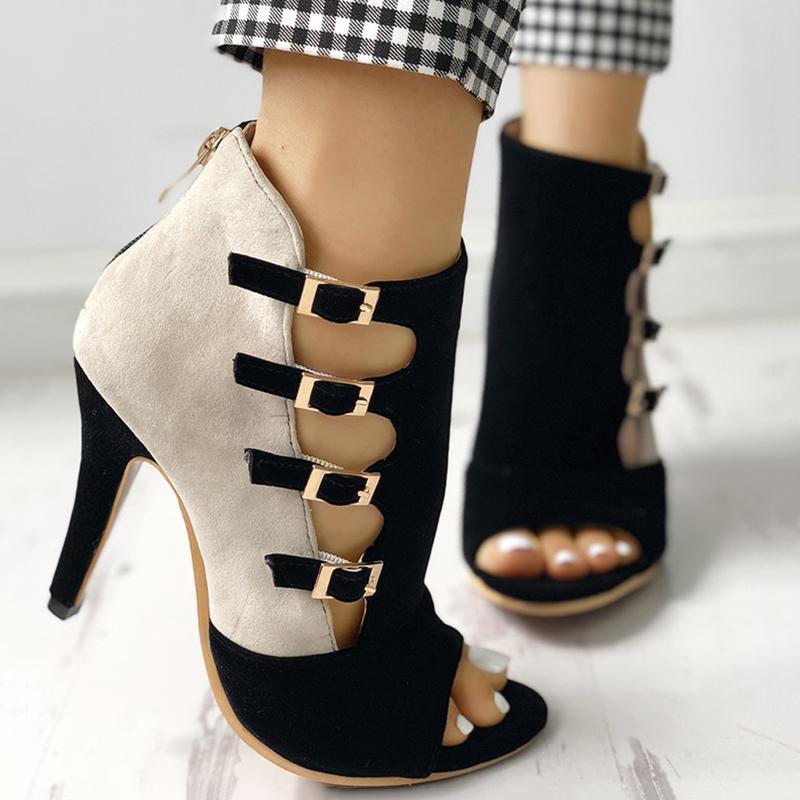 Women Hollow Out Buckled High Heels Weding Heels Sandals