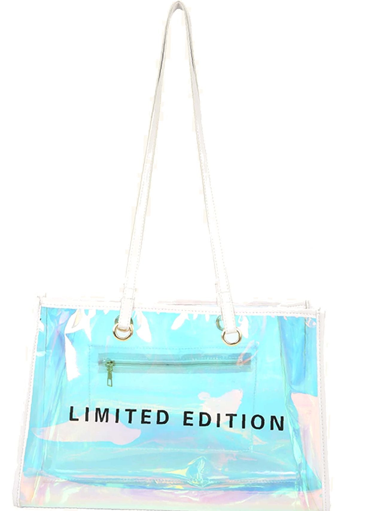 binfenxie - Holographic Pattern Letter Graphic Shoulder Tote Bag  - Women Tote Bags