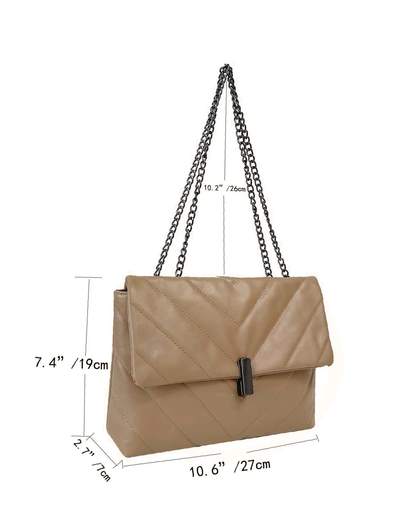 binfenxie - Minimalist Chevron Chain Flap Tote Bag  - Women Tote Bags