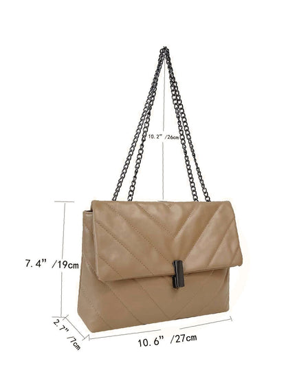 binfenxie - Minimalist Chevron Chain Flap Tote Bag  - Women Tote Bags