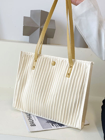 binfenxie - Vertical Striped Shoulder Tote Bag  - Women Tote Bags