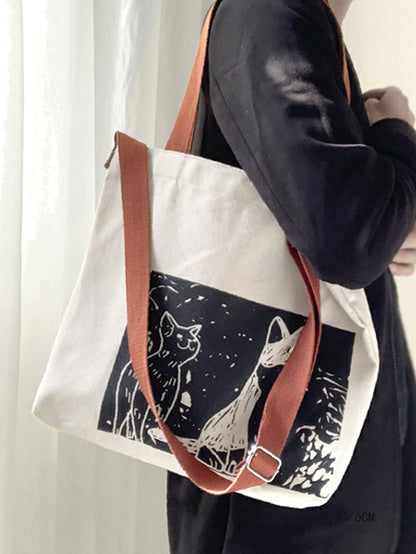 binfenxie - Cartoon Graphic Shopper Bag  - Women Tote Bags