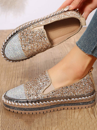 Rhinestone Sequin Slip-on Loafer Shoes