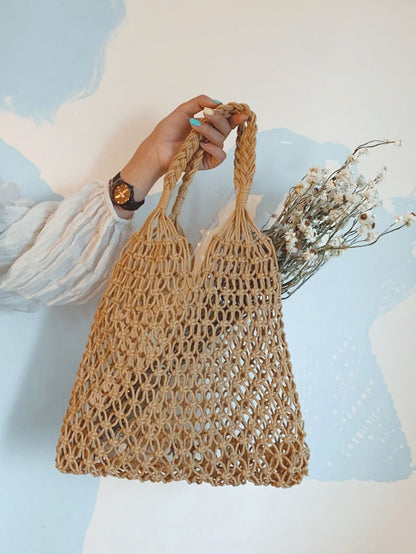 binfenxie - Minimalist Hollow Out Straw Bag  - Women Tote Bags