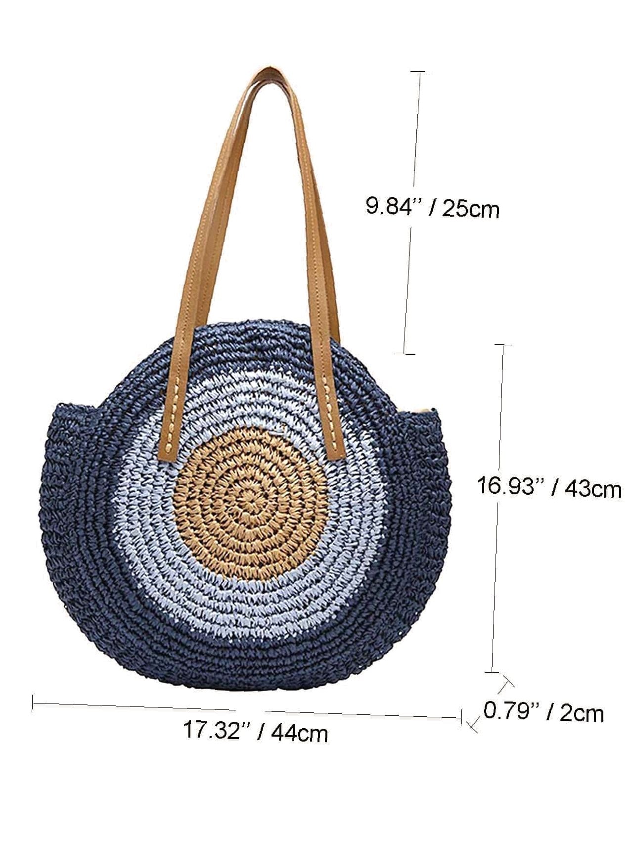 binfenxie - Circle Straw Shoulder Tote Bag  - Women Tote Bags