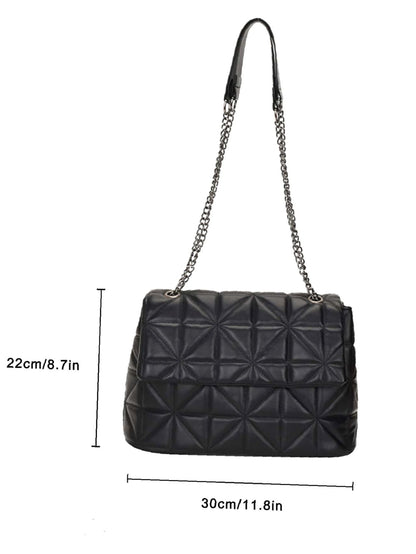 binfenxie - Quilted Flap Chain Square Bag  - Women Tote Bags