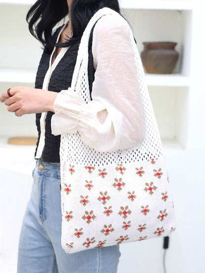 binfenxie - Floral Pattern Crochet Bag  - Women Tote Bags