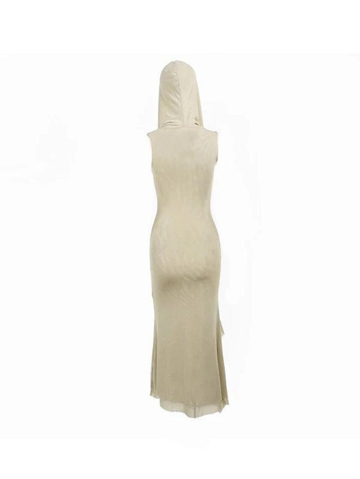 Design Sense Slit Ruffle Dress