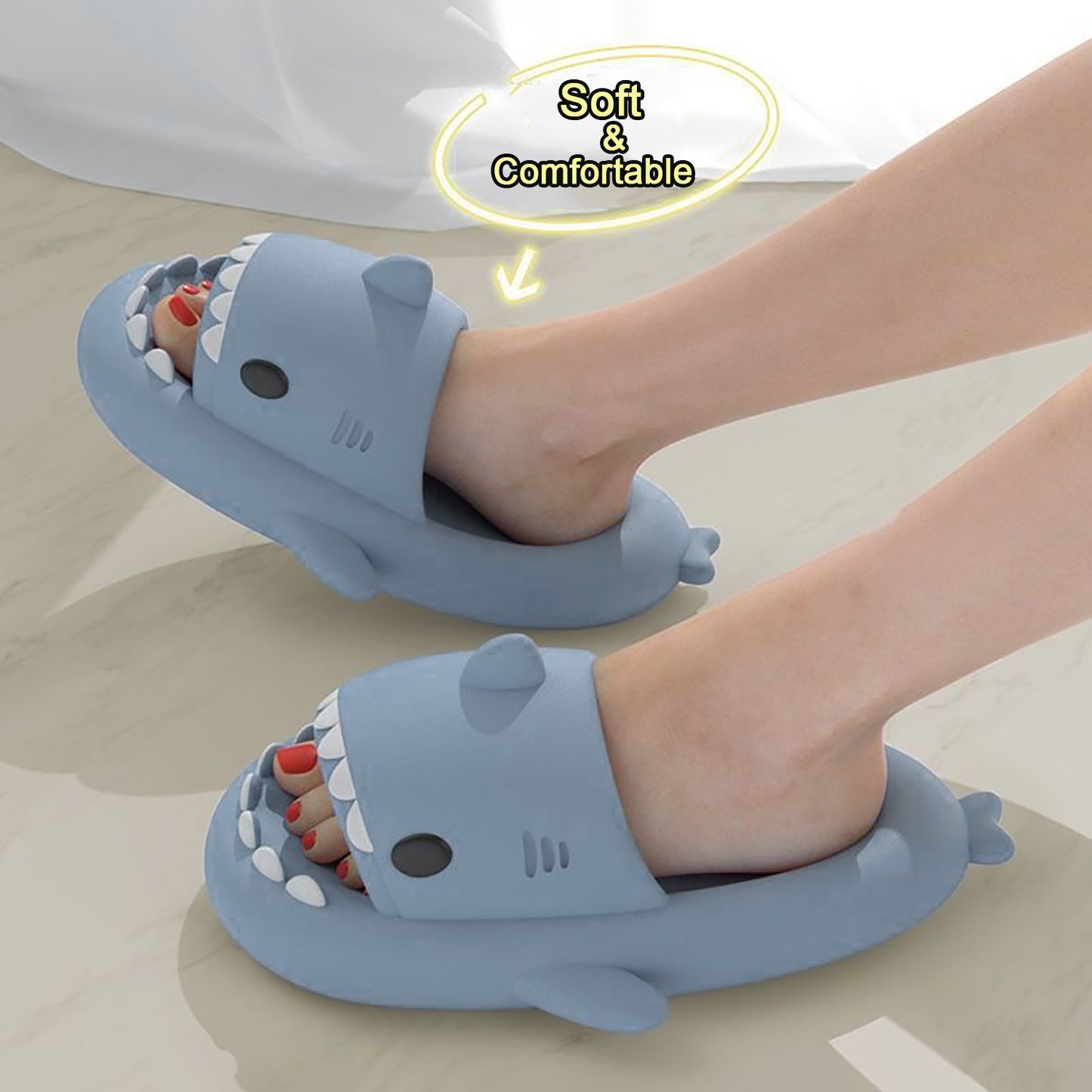 「binfenxie」Luxuriously Soft Shark Slippers - Perfect for Summer Poolside Lounging!