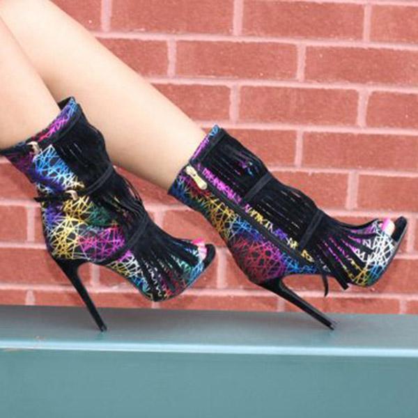 Women Nightclub High Heels Tassel Party Shoes Zipper Fashion Heels Imily Bela