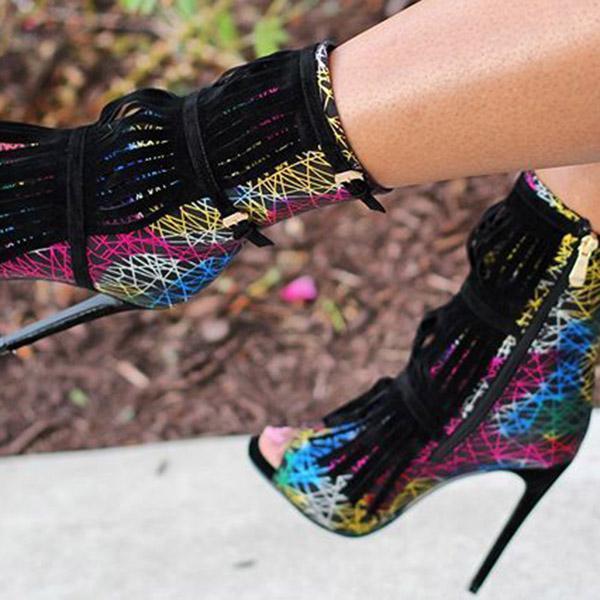 Women Nightclub High Heels Tassel Party Shoes Zipper Fashion Heels Imily Bela