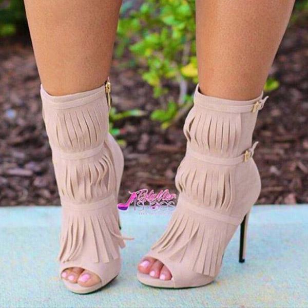 Women Nightclub High Heels Tassel Party Shoes Zipper Fashion Heels Imily Bela