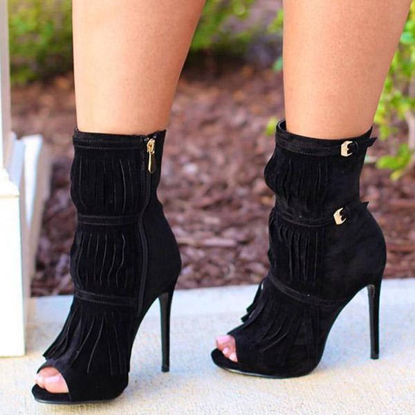 Women Nightclub High Heels Tassel Party Shoes Zipper Fashion Heels Imily Bela