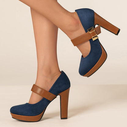 Retro Mary Jane Platform Chunky Heels Buckle Straps Pumps