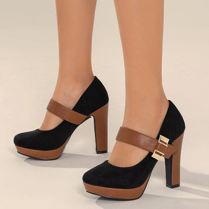 Retro Mary Jane Platform Chunky Heels Buckle Straps Pumps