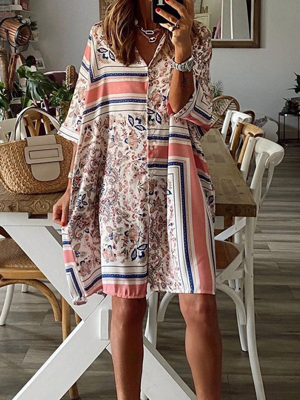 Printed Polo Shirt Midi Dress