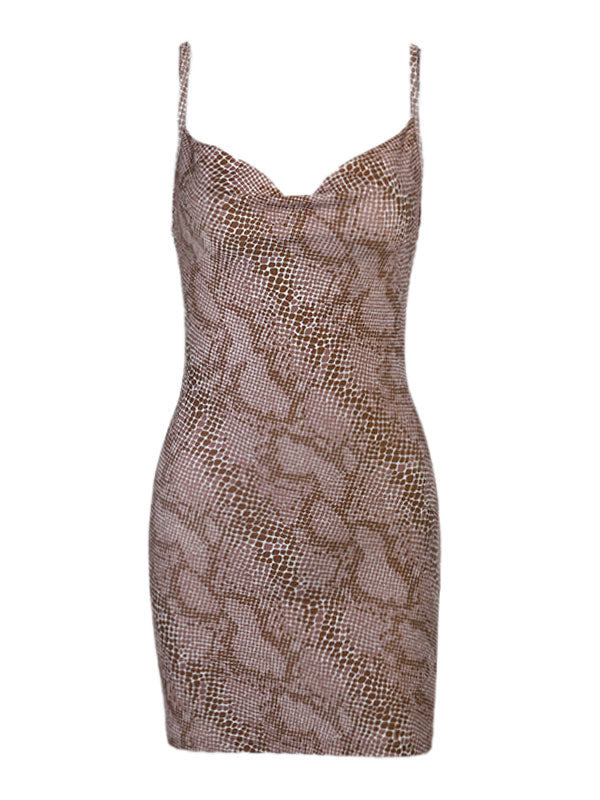 Snake Pattern Slip Mini Dress