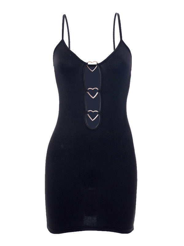 Backless Heart Decor Mini Dress