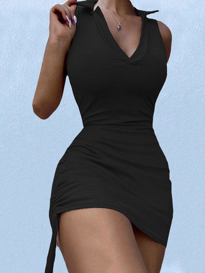 Polo V Neck Bodycon Mini Dress