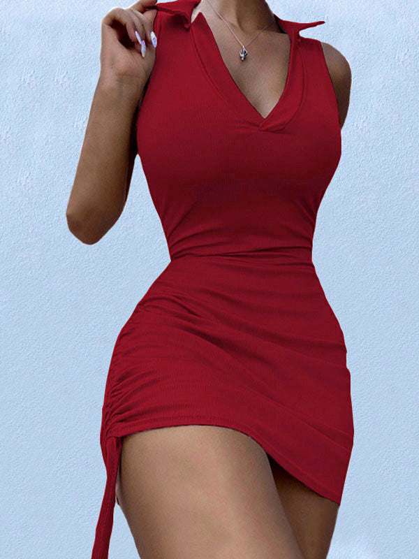 Polo V Neck Bodycon Mini Dress