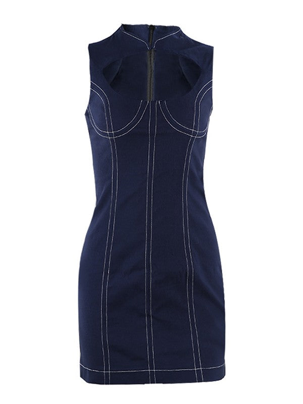 Denim Cutout Bodycon Mini Dress