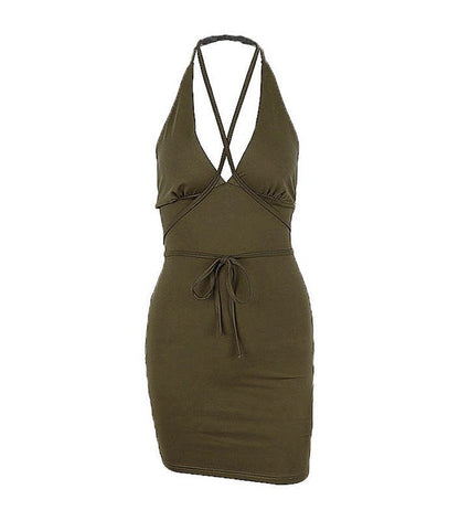 Tie Strap Halter Mini Dress