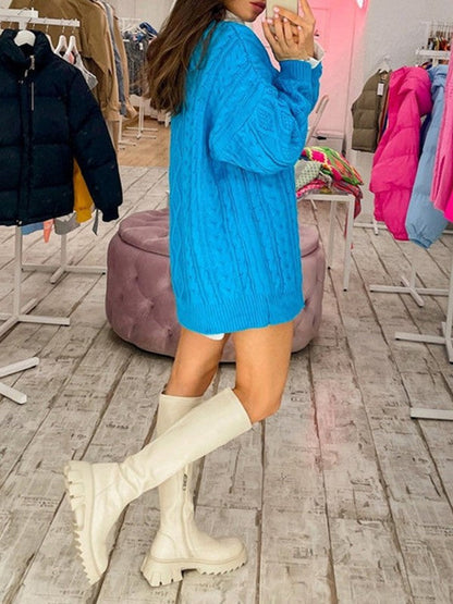 Cable Knit Long Sleeve Mini Dress