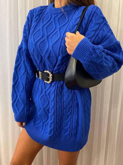 Cable Knit Long Sleeve Mini Dress